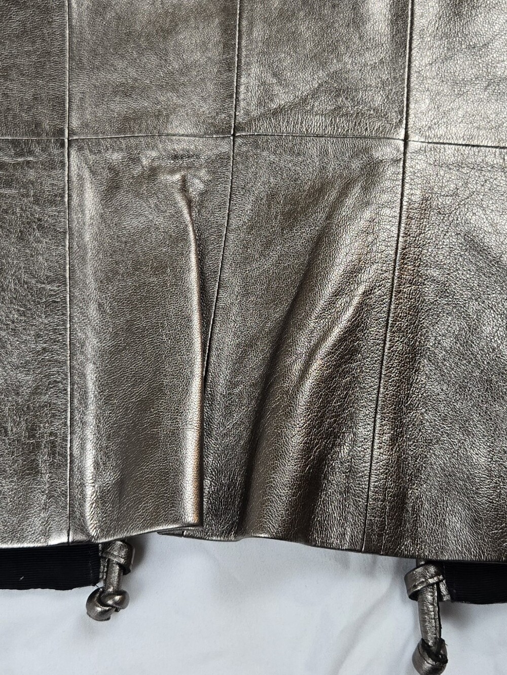 Lafayette 148 New York 100% Leather Metallic Gold Jacket Women's Size 6 Luxury - Picture 13 of 13